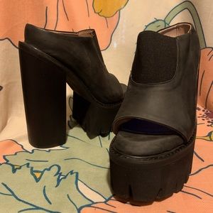 Jeffrey Campbell Mori black leather platform heels womens size 8